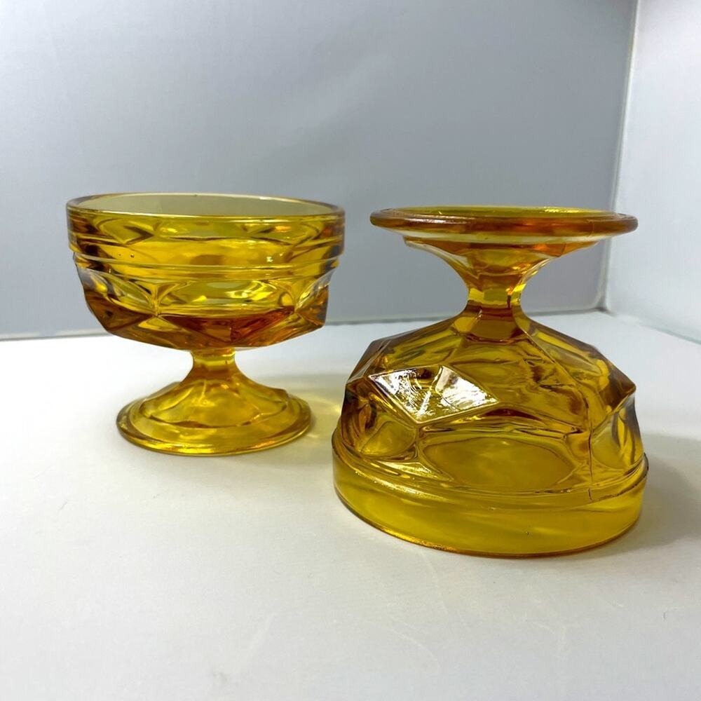 Anchor Hocking Fairfield Glasses Set of 2 Amber Sherbet Champagne Coupe Retro